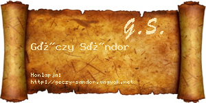 Géczy Sándor névjegykártya